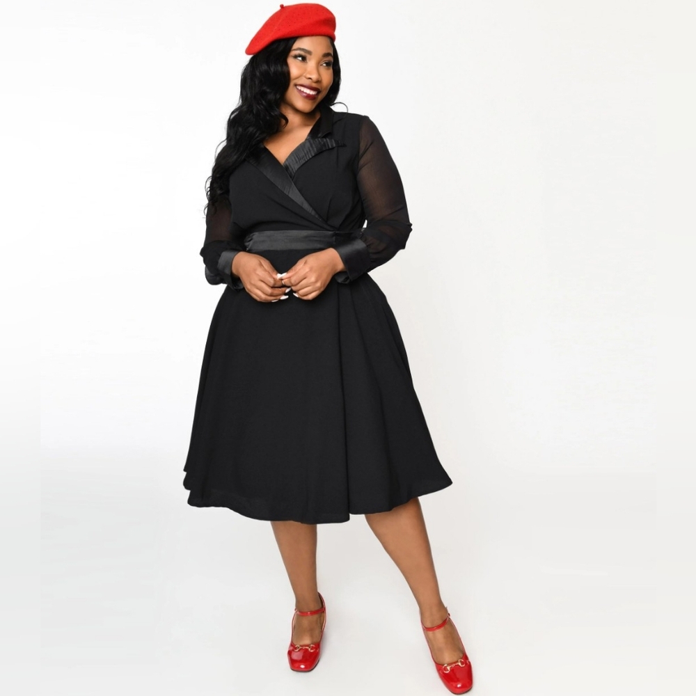 NWT Vintage Style Black Polly Swing Dress sz XL